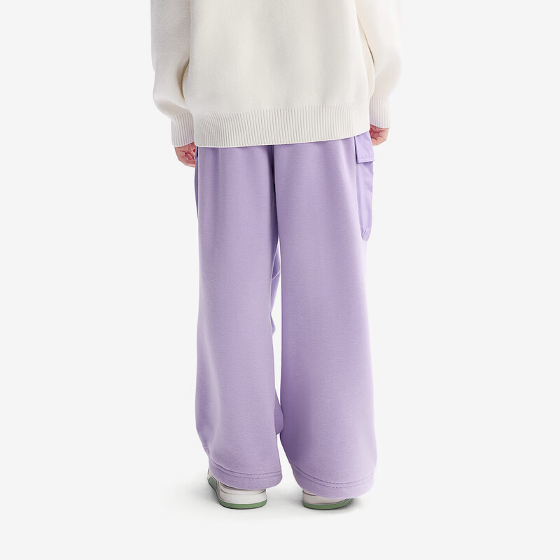 马骑顿（MQD）儿童针织裤冬款男童加绒保暖伞兵裤中大童户外风裤子 浅紫 160