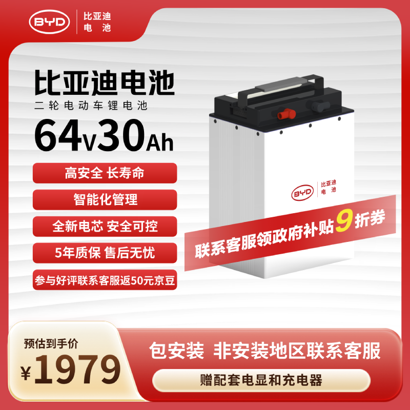 ���ǵϵ綯��﮵��64V30Ah BYD﮵���ŵϰ����أ������ͷ���� 