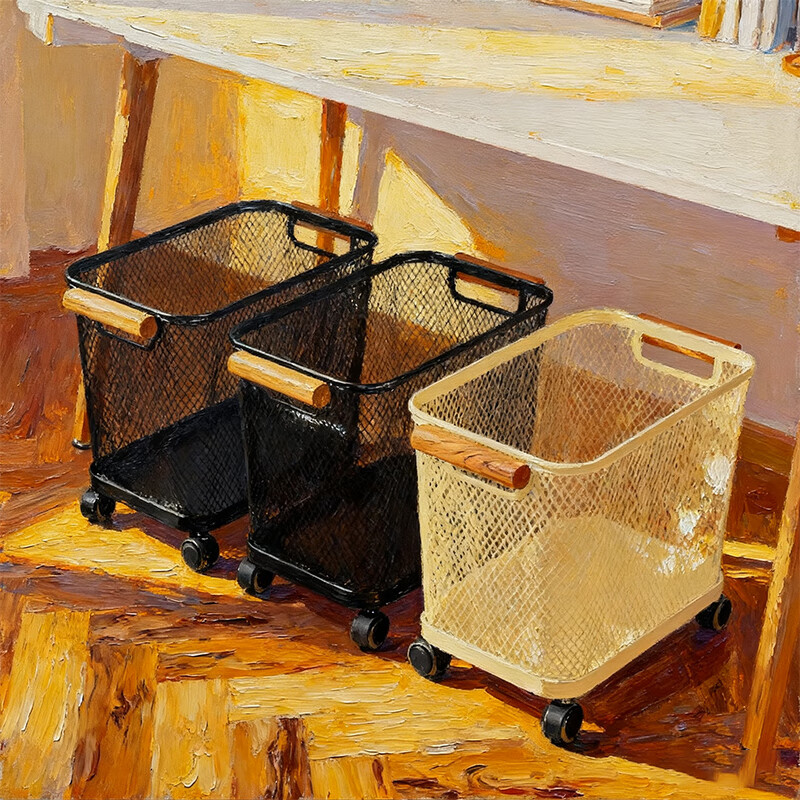 尔思家书本收纳箱学生教室用装书带滑轮储物箱特大号整理箱加厚结实书架 黑色移动款