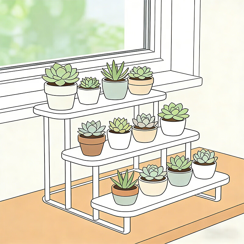 尔思家亚克力展示架桌面花架置物架阳台多肉种植现代简约客厅高颜值托架 【白色-透明】-四层