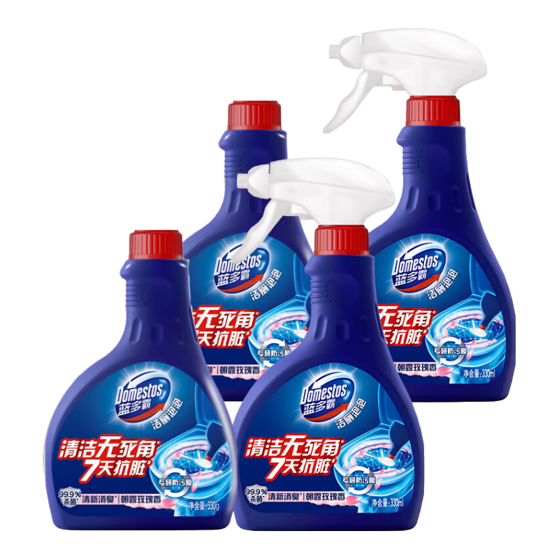 蓝多霸（DOMESTOS）香氛洁厕泡泡玫瑰香型 洁厕剂洁厕慕斯330g*4