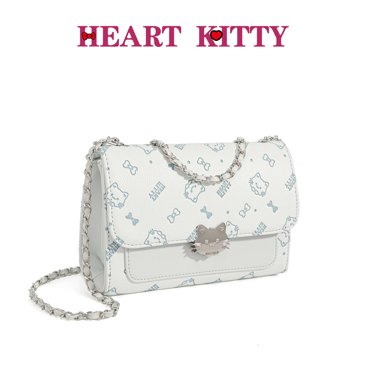HEART KITTY生日礼物包女包可爱链条包包女式新款单肩斜挎包女卡通精致小方包 6601压花蓝