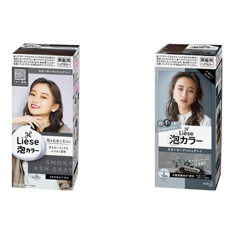 花王（KAO）日本原装 日系时尚Liese莉婕染发泡沫黑发用护发泡泡染发剂染发膏 烟熏灰色（21年新色）