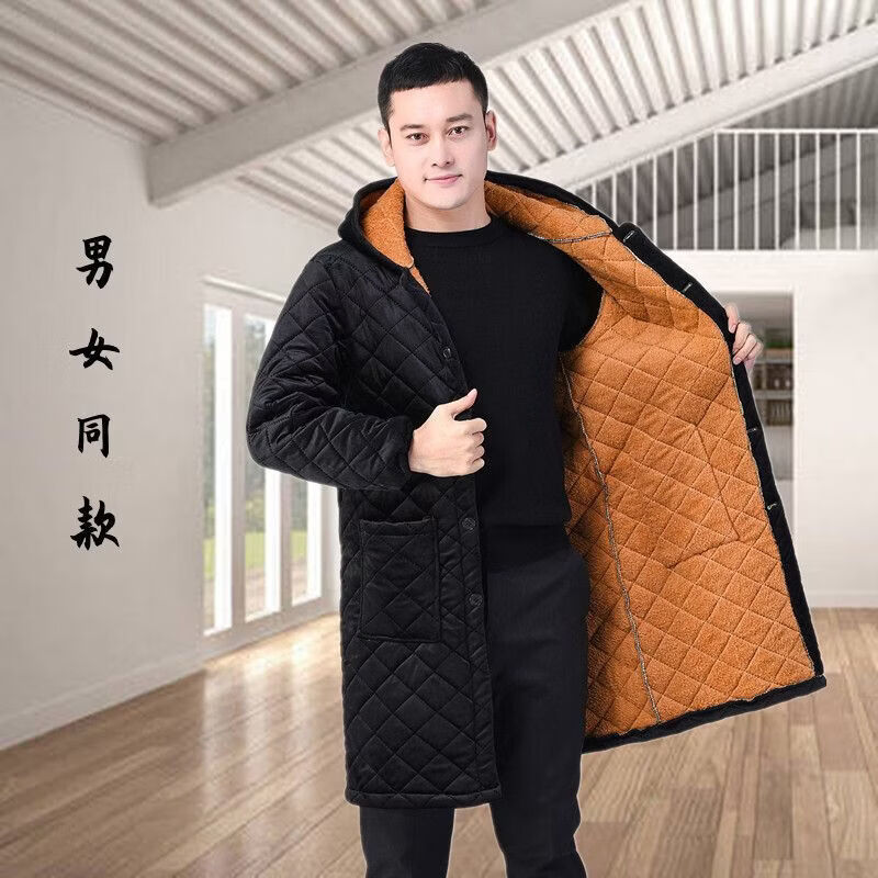 珥志四川省服 冬季加肥加大男士罩衣加绒加厚款长款工作服耐脏保暖外 轻薄【单层加绒防水】 9XL 9X码 （253-280斤 )