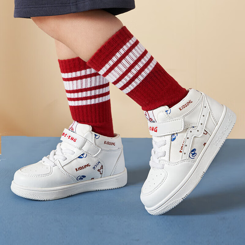 kids.ing【售罄不补】校园小白鞋儿童板鞋休闲鞋男女童中大童运动休闲板鞋 白色涂鸦 37 适合脚长22.6-23.2cm