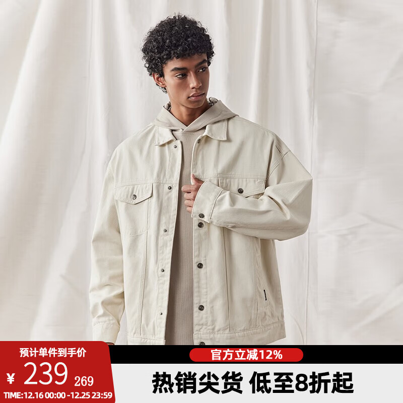 BD.POWER UP+秋季纯棉健身牛仔外套男宽松简约美式复古翻领运动夹克外套男 黑色(选择最多) XL 85-95kg