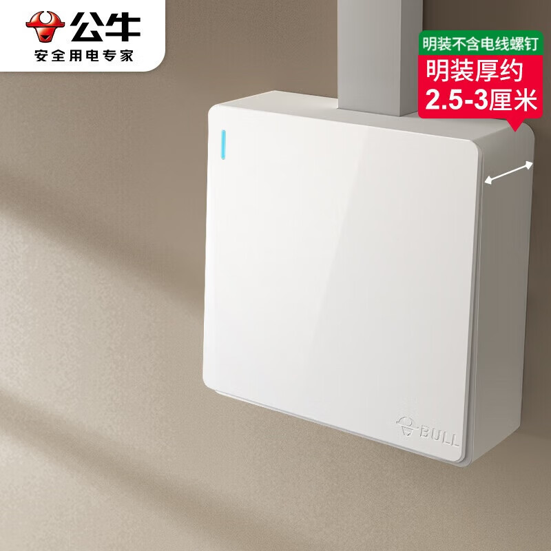 公牛（BULL）明装大板开关插座 G59系列 一开单控开关  G59K111