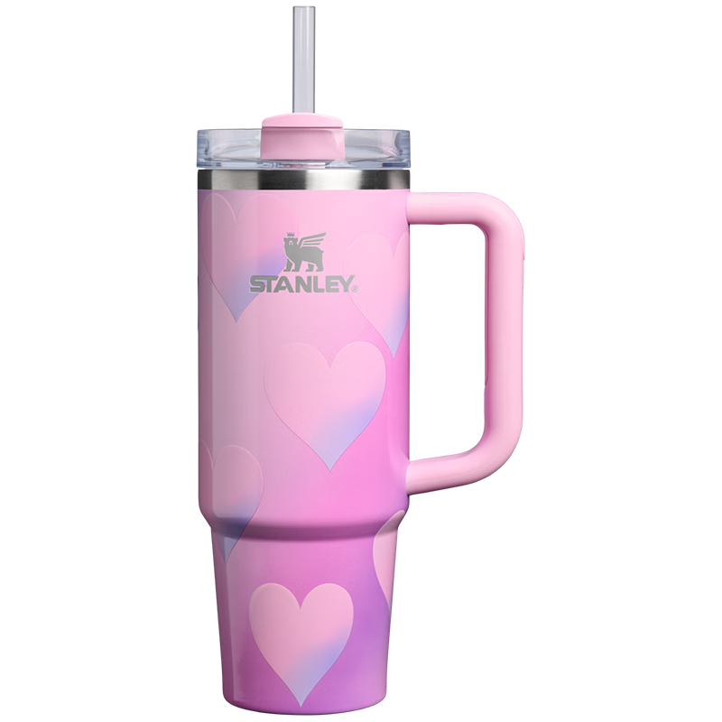 STANLEY保温杯水杯大容量不锈钢吸管杯情人节限定新款38节礼物887ML粉色