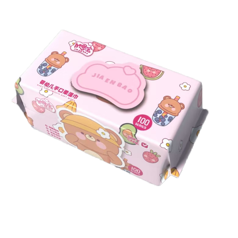 加恩宝孕妇儿童手口湿巾珍珠纹高端家庭装巨大包 手口湿巾粉款铝膜1包