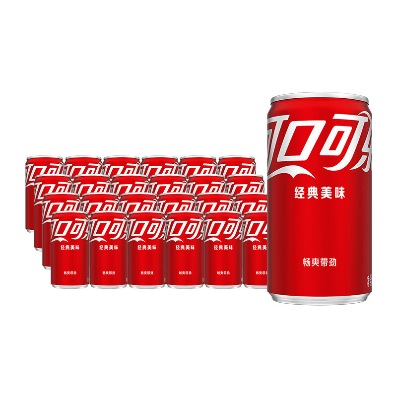 可口可乐（Coca-Cola）含汽饮料迷你罐mini整箱汽水碳酸饮料 可乐原味 200ml*24罐 1件