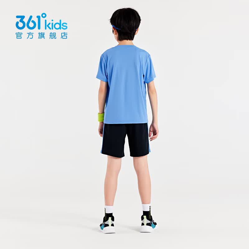 361°童装男女童针梭套装2026年夏季新款通码套装 马瑞蓝/经典黑 160