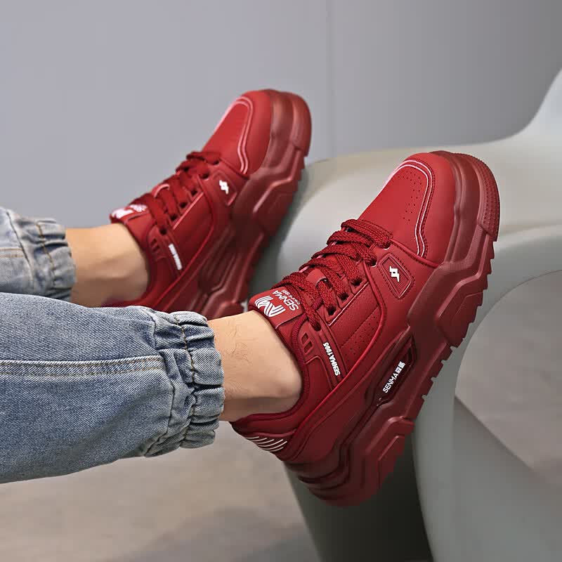 森馬新款男女款厚底增高运动休闲鞋男滑板鞋情侣款鞋 本命年红 41