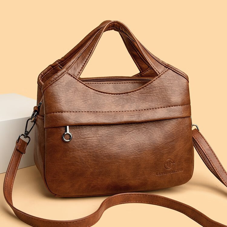 2025新款简约时尚女包大容量手提包百搭休闲单肩包斜挎包 【升级款】咖色