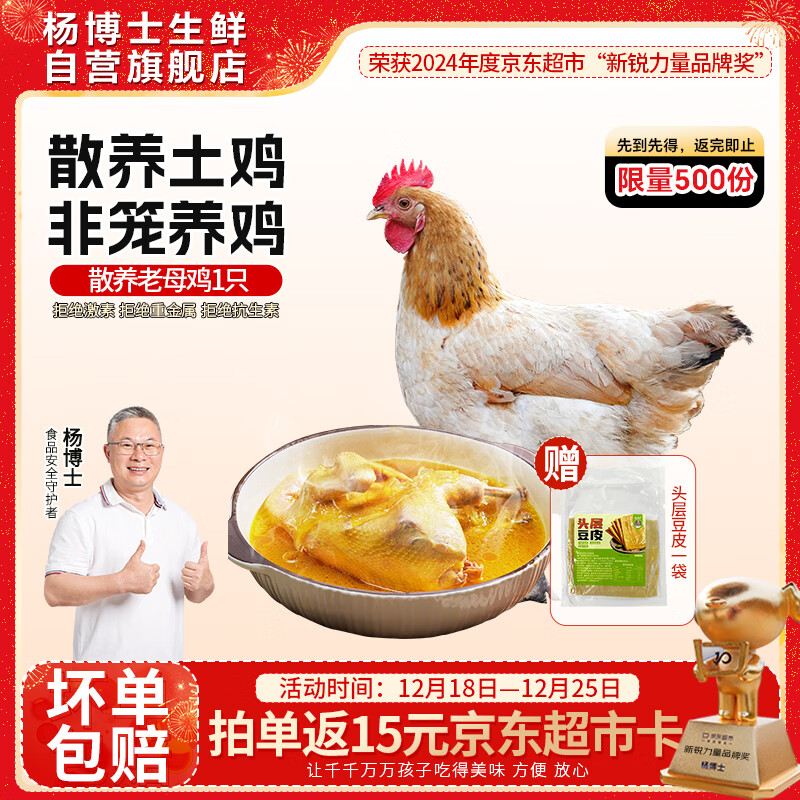 杨博士 皖南散养土鸡老母鸡 净重1.6斤及以上 含鸡胗鸡心鸡肉源头直发