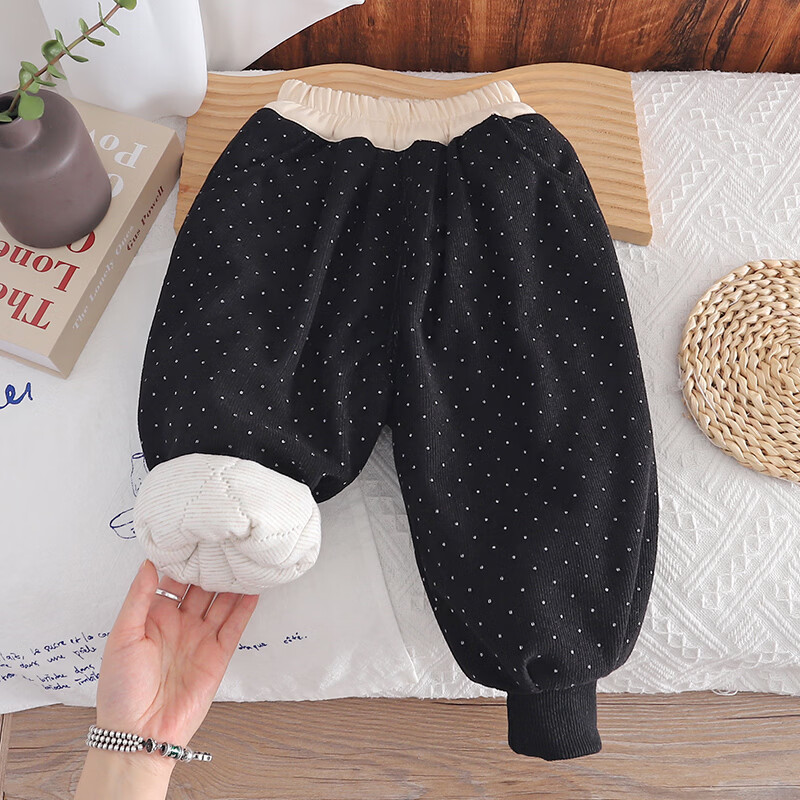 女童棉裤加绒加厚一条过冬新款2025洋气冬季宝宝厚实三层夹棉裤子 粉红色-兔头加厚棉裤一条过冬 130 裤长64