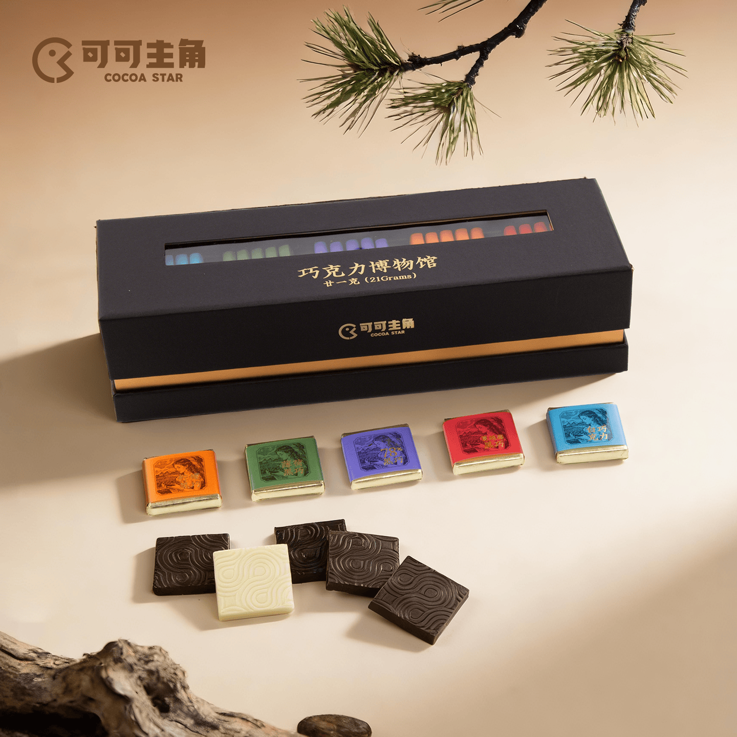 巧克市集巧克力博物馆 果缤纷 黑巧礼盒 廿一克 (21 Grams)系列 精致礼物 廿一克 (21 Grams)系列 黑巧克力  大正方形礼盒