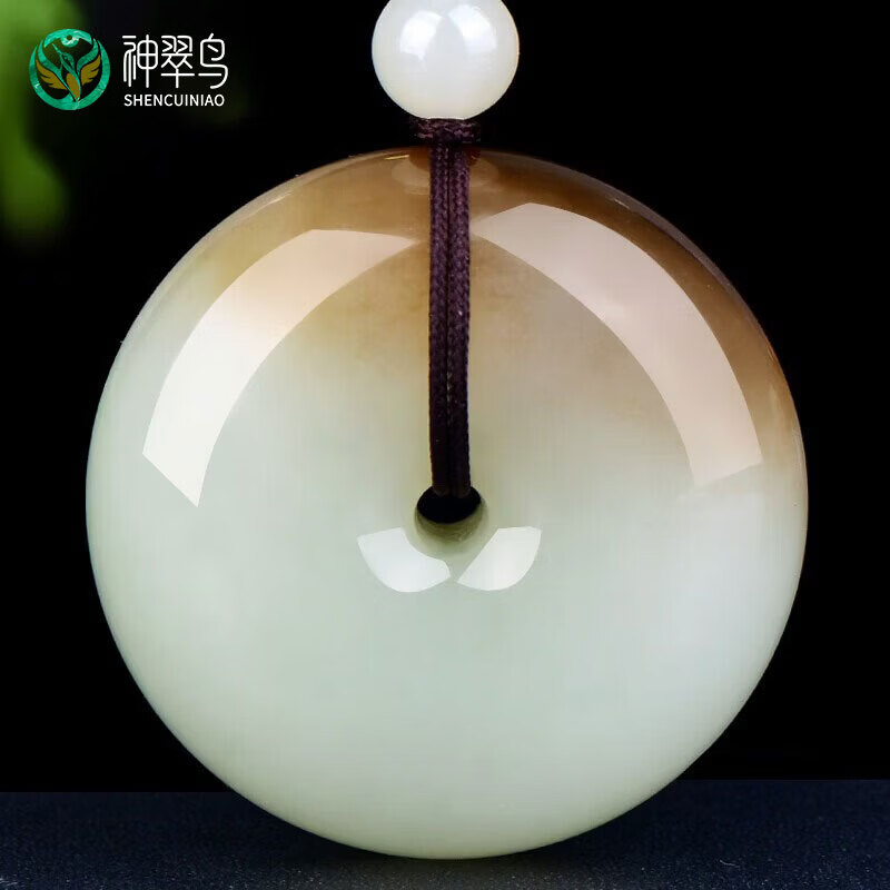 神翠鸟和田玉平安扣吊坠糖羊脂玉无事圆牌孤品玉坠象征诸事皆宜 配绳子  【约34mm】款九QYH2729f