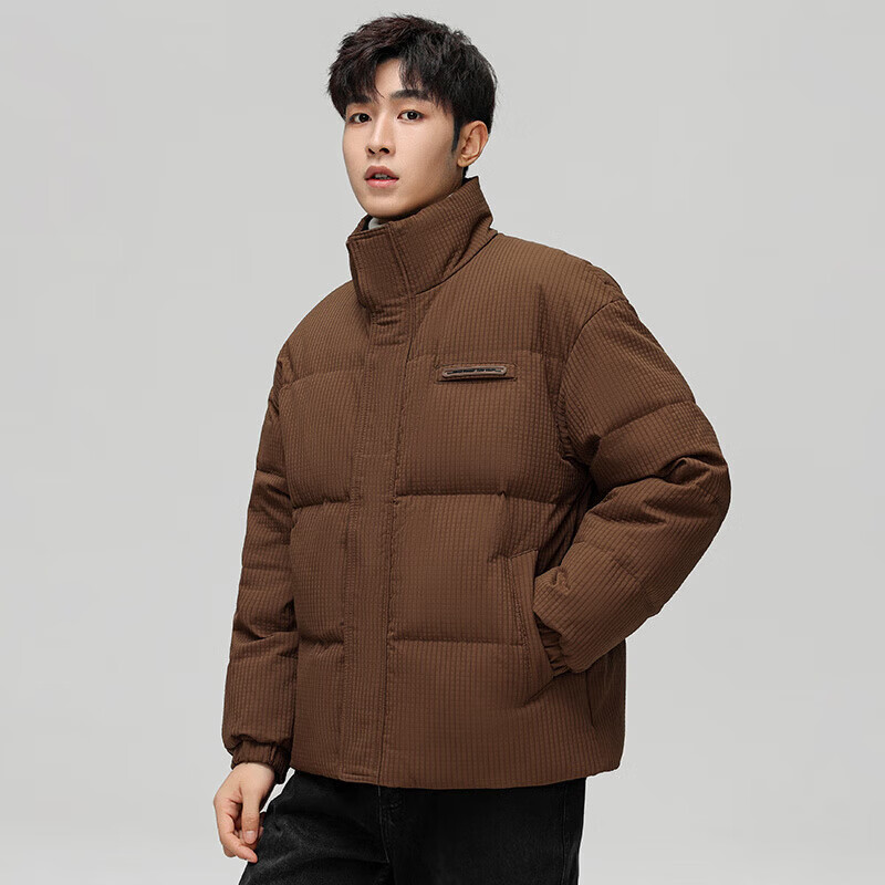 国际标准羽绒服高品质保暖国标服加厚潮流立领外套 黑色 M