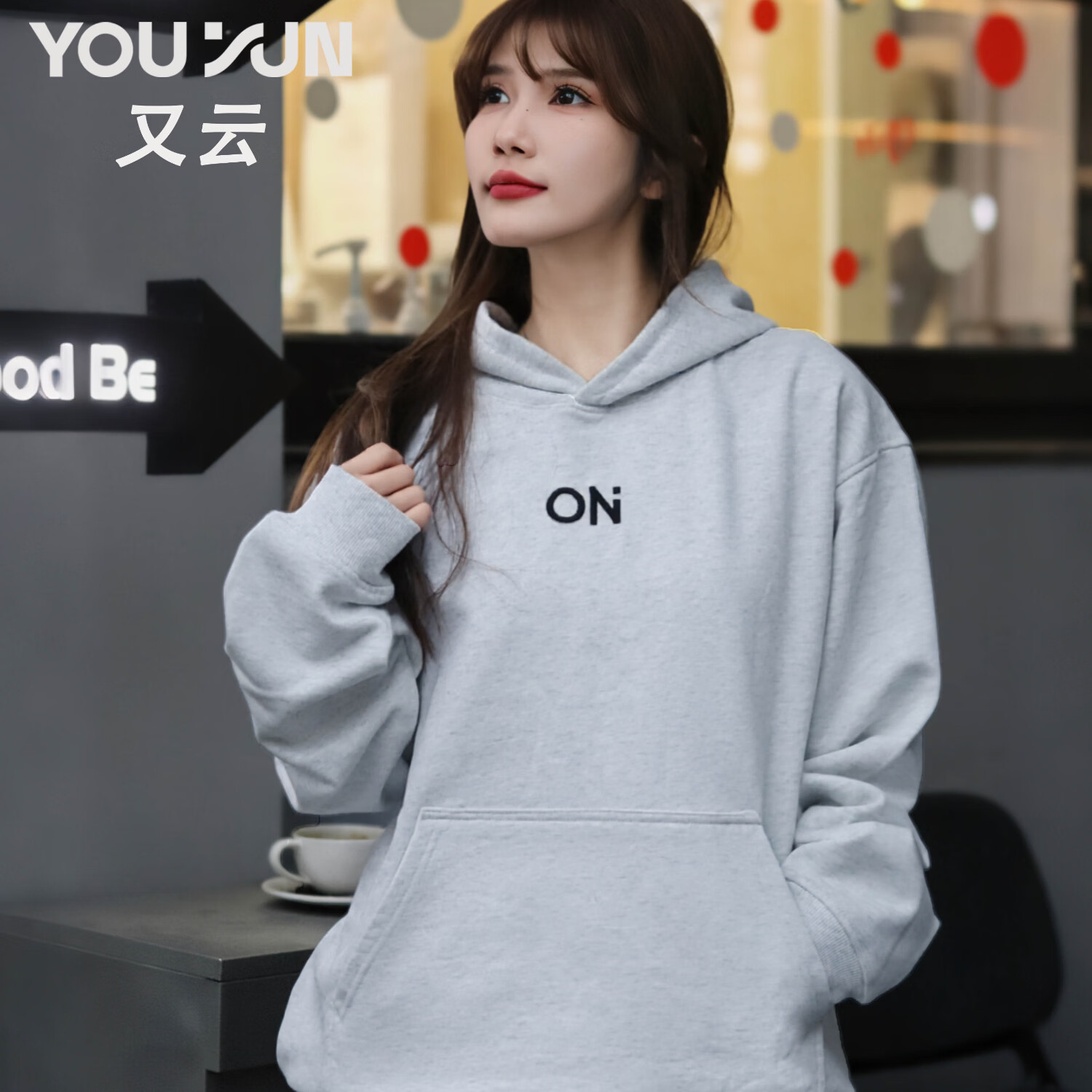 又云连帽卫衣男2026新款宽松百搭外套男学生刺绣休闲上衣 刺绣黑色1 S