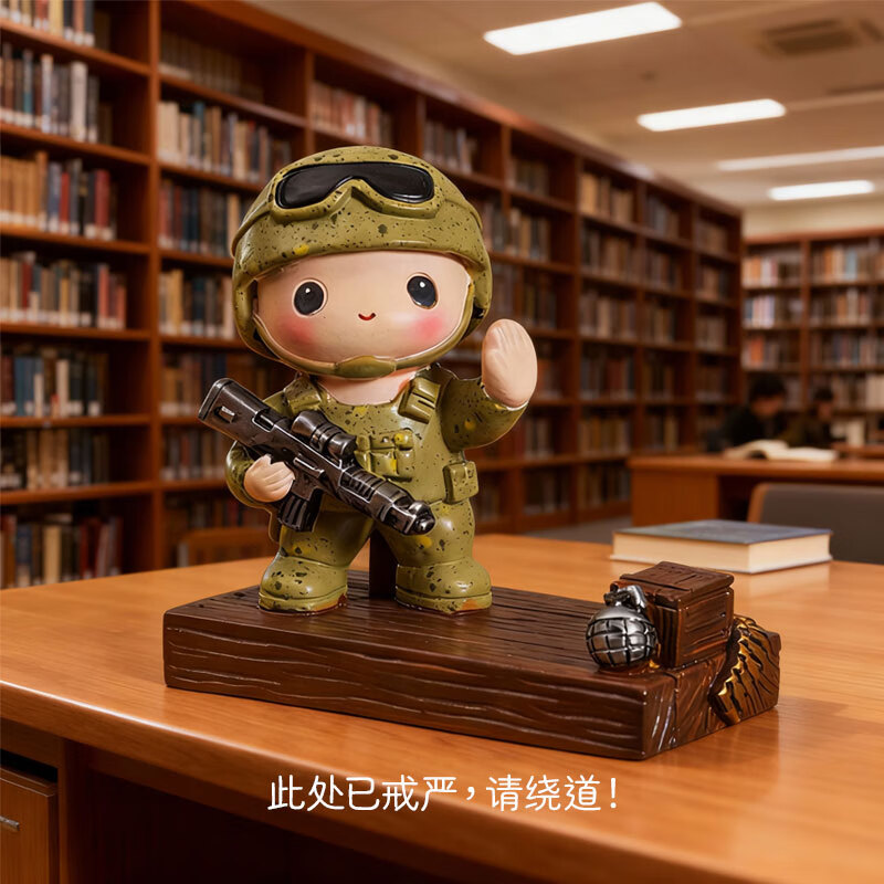 溥畔萌趣特种解放军士小大步兵退伍战友礼物小摆件手机支架工艺品玩意 可爱萌军旅士兵手机支架「守护」