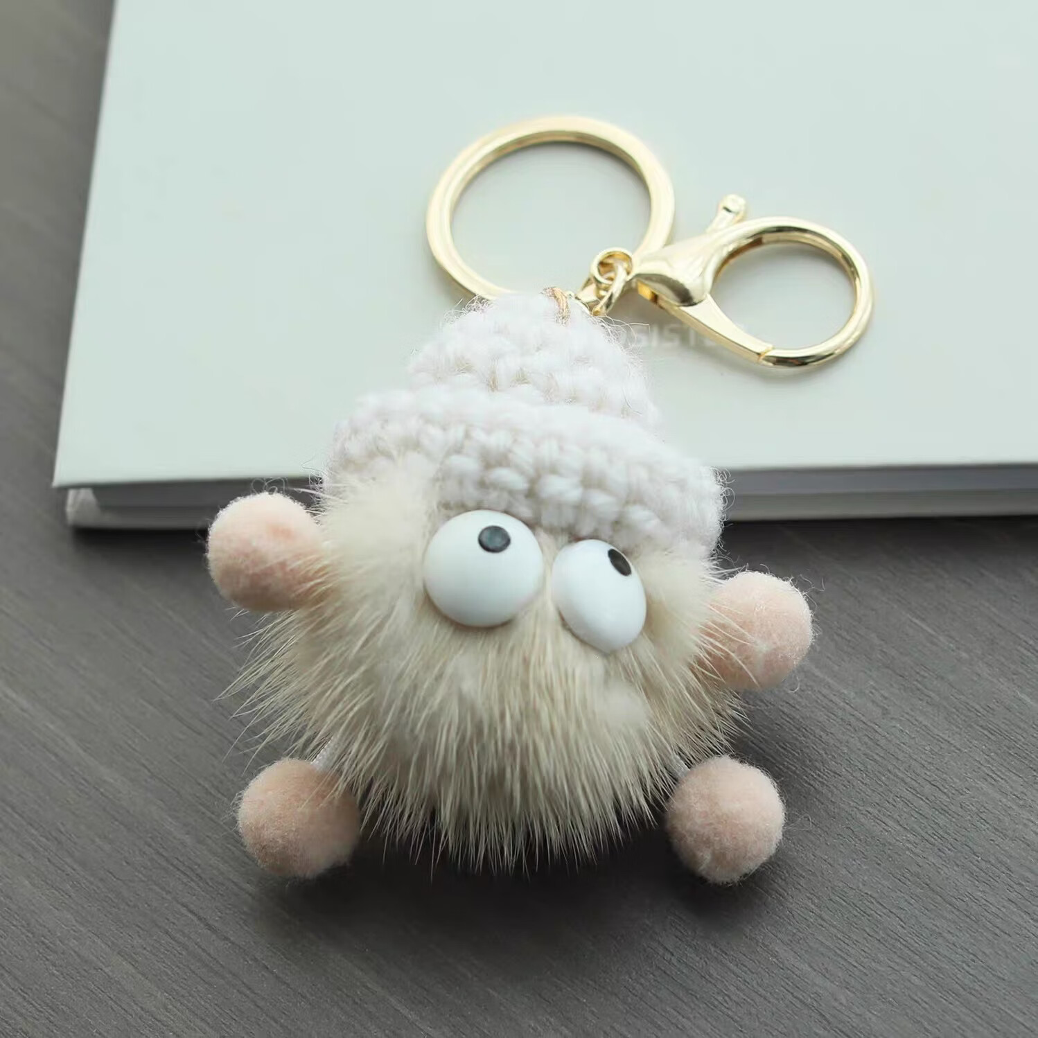 水貂毛小煤球包包挂件毛绒公仔玩偶包包挂饰书包挂件车钥匙扣女士 保真水貂毛小煤球米白
