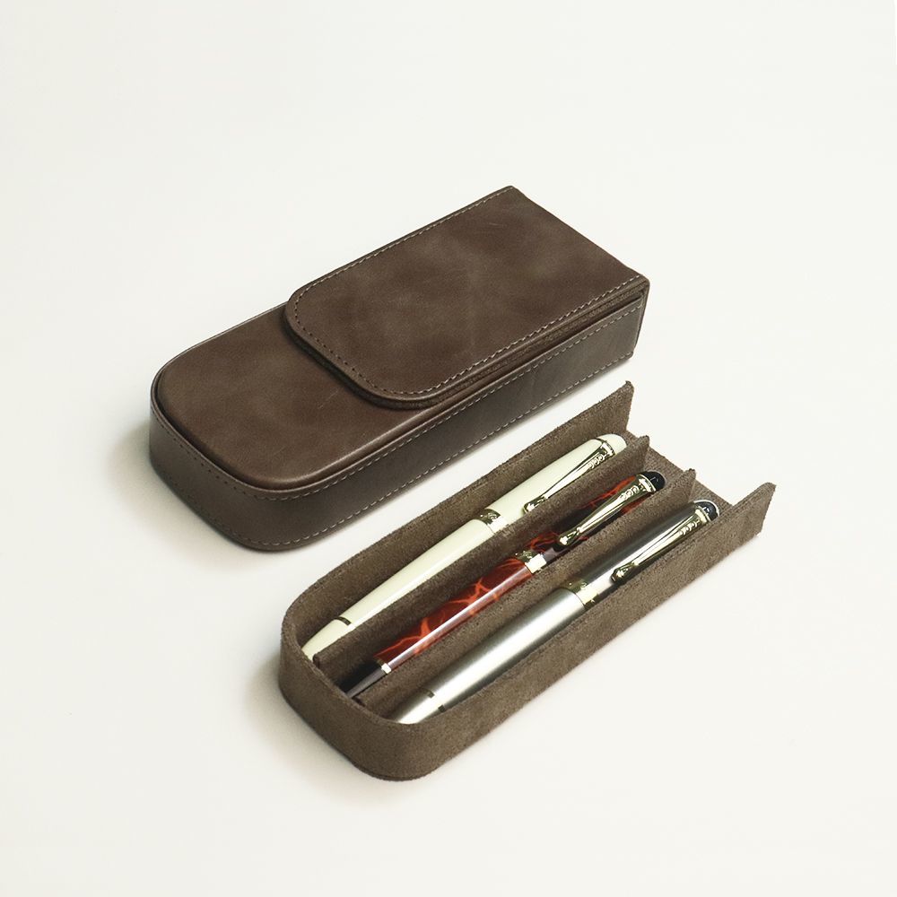 钢笔收纳盒 多支签字笔珍藏展示盒磁吸旅行便携 皮质笔袋 12支黑色