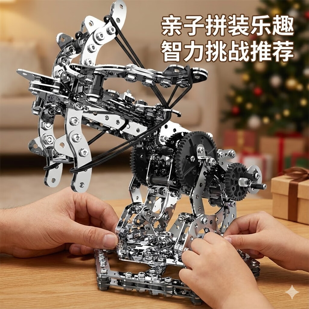 赟娅金属拼装3D手工军事模型战舰高难度组装合金积木军舰成人男生玩具 可发射猎龙弩【812颗粒】