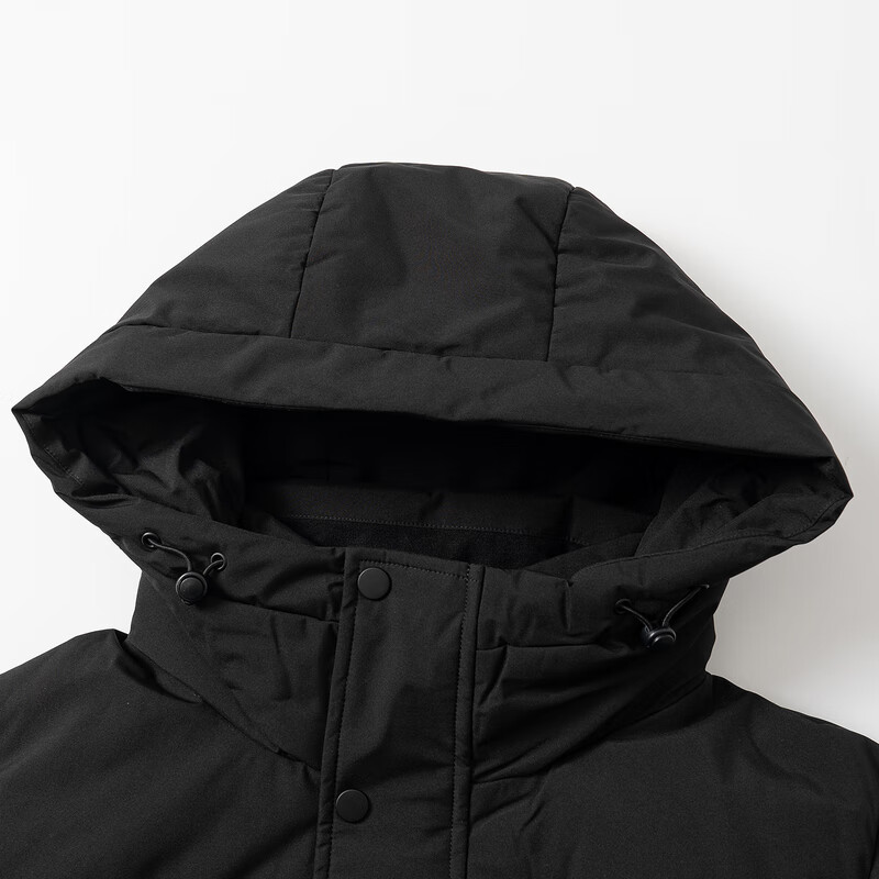 雪中飞秋冬新款时尚休闲舒适廓形男士“H”版型印花立领连帽羽绒服男 黑色|8056 L /175/96A