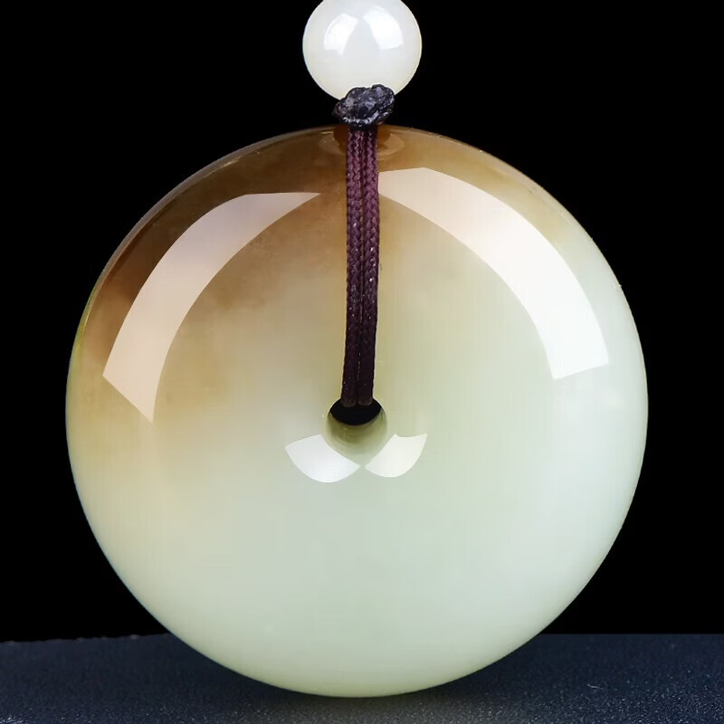 神翠鸟和田玉平安扣吊坠糖羊脂玉无事圆牌孤品玉坠象征诸事皆宜 配绳子  【约34mm】款九QYH2729f