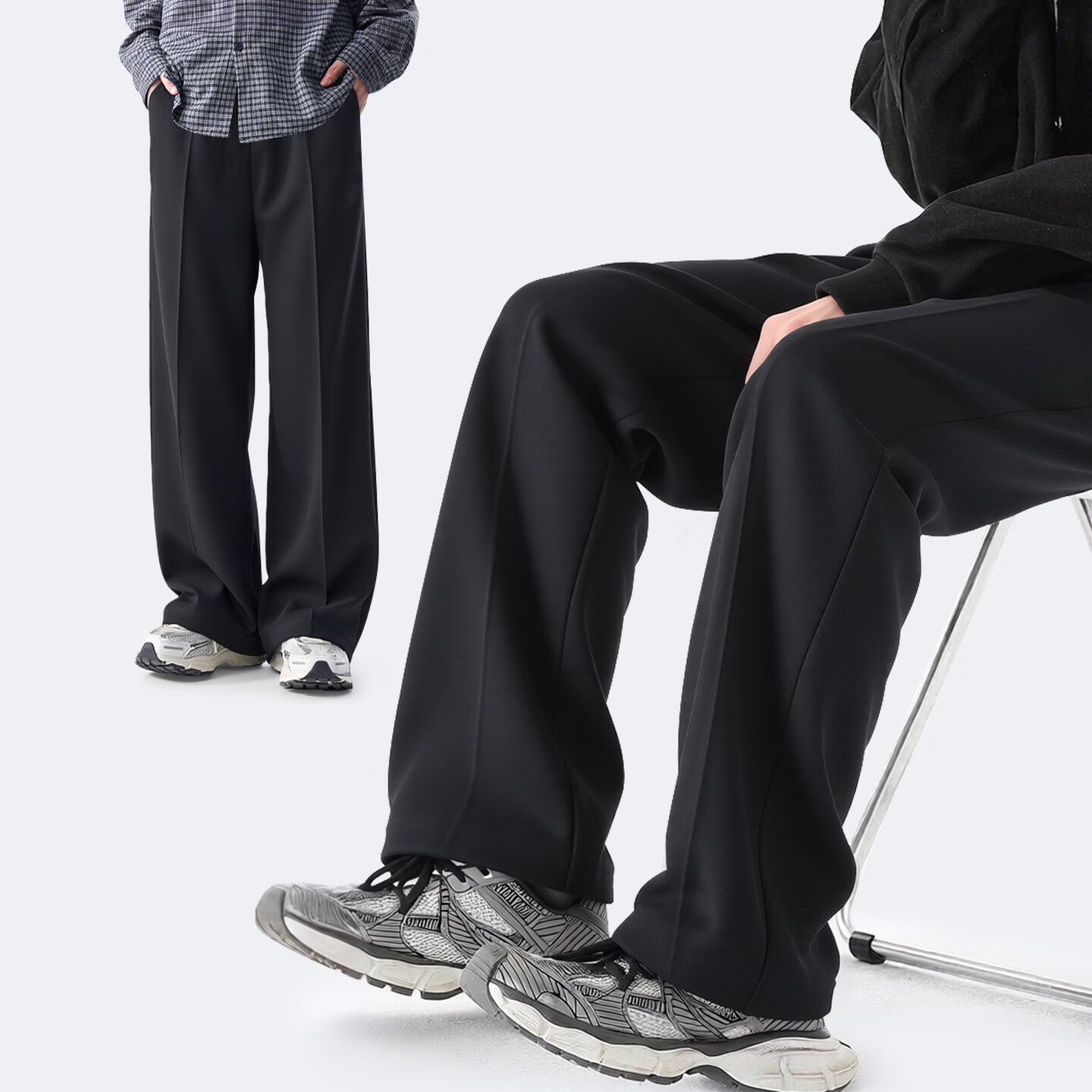 猫人（MiiOW）长裤男秋冬季新款加绒保暖防风束脚裤子男子通勤百搭运动休闲卫裤 黑色 【直筒四季款】 2XL （180）（建议140-155斤）