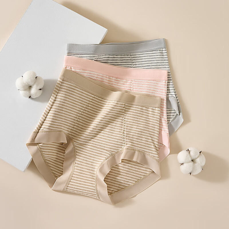 古今（GUJIN）内裤女士高腰收腹提臀亲肤绵柔抑菌三角裤纯棉底档无痕透气不卡裆 肤色+浅粉+浅灰 高腰轻塑形 3条 XL (推荐体重：50-60kg)