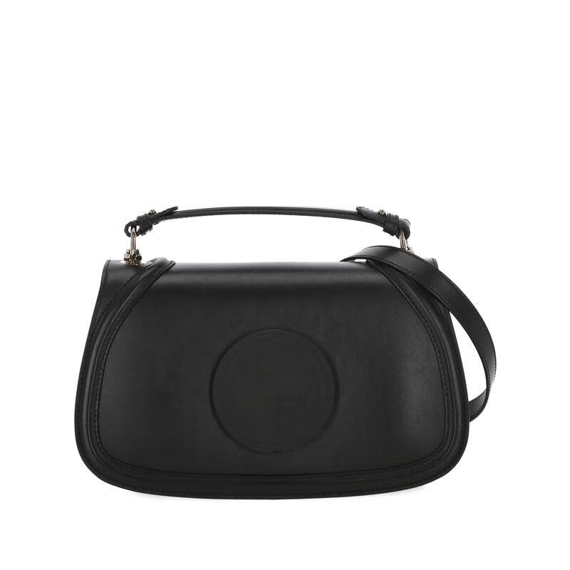 女士手提包磁吸闭合可调节肩带内置拉链袋双提手设计黑色