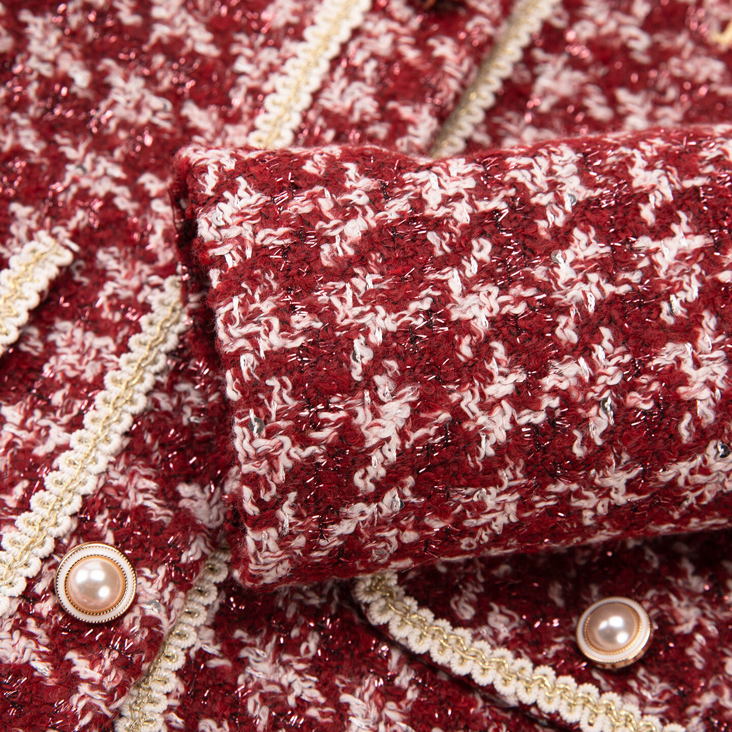 哈吉斯（HAZZYS）童装女童套裙2026春新年优雅小香风舒适套裙两件套 勃艮第酒红 145