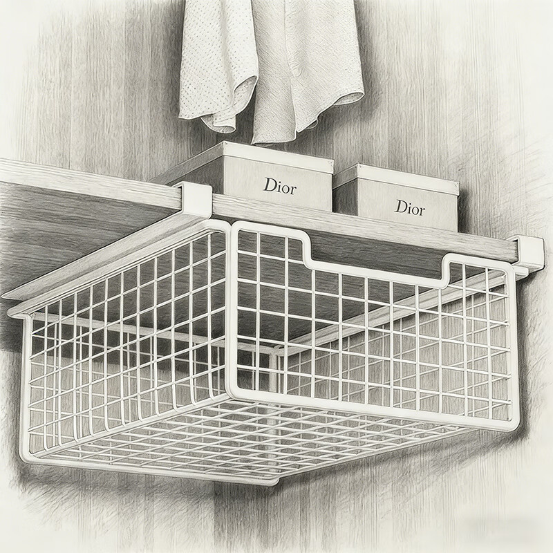 尔思家衣柜下抽屉式挂篮铁艺衣服收纳分层架家用挂式省空间衣物整理隔板 白色