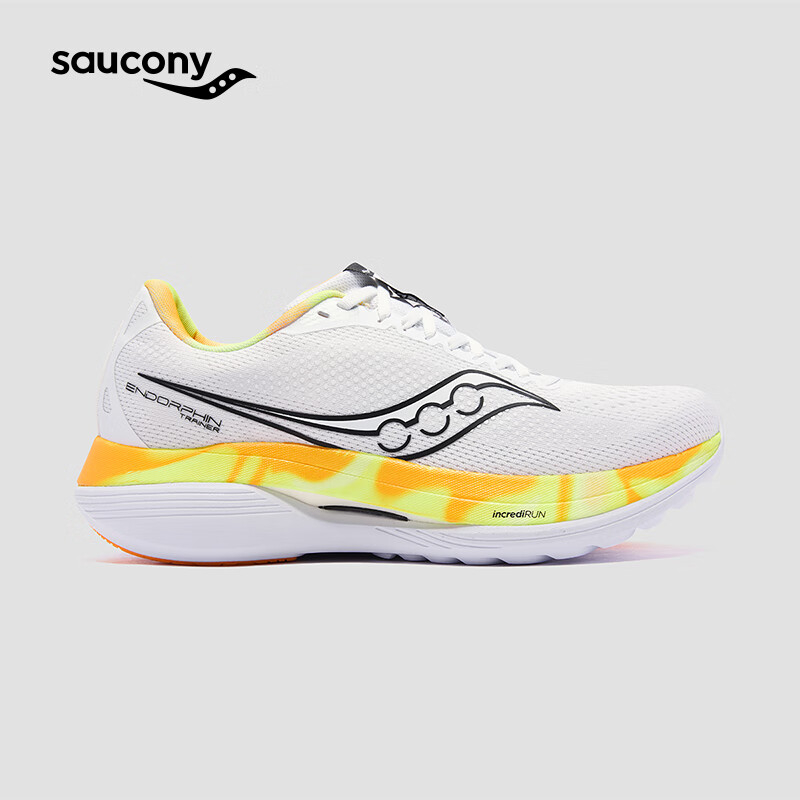 Saucony索康尼啡训竞训跑鞋男秋季减震回弹碳板跑鞋运动鞋男 白黑130 41