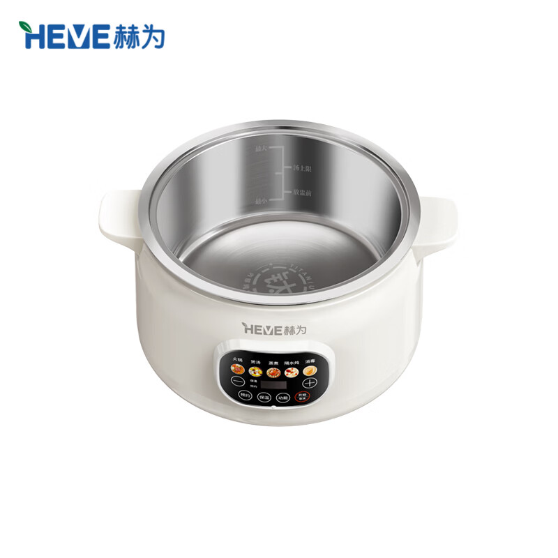赫为纯钛内壁电火锅多功能锅分体式智能电蒸煮炖一体锅家用大容量4L带蒸笼 4L 34.3cm