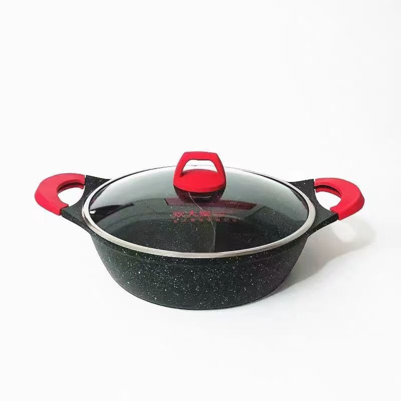 炊大皇（COOKER KING）2025新款鴛鴦火鍋鍋麥飯石不粘家用雙味鍋 圓形鴛鴦鍋 30cm