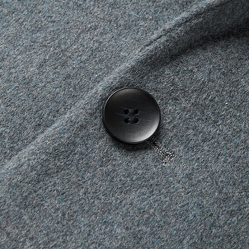 H 2000【达人专属】2025秋冬男士纯色手工缝接平驳领双面呢大衣D4W08800 蓝灰 L 175 推荐125-145斤