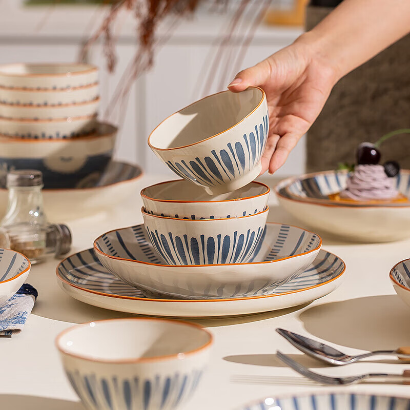 器树日式陶瓷碗碟套装家用2025新款釉下彩陶瓷餐具套装乔迁日式新居 【无礼盒简装】2人食 9件套 破损包赔