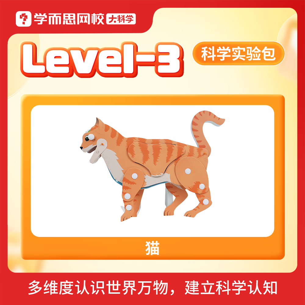 学而思大科学实验教具包 1-6年级专属难度diy提升专注力动手能力发明创造STEAM玩具建立科学认知益智-KXWX 猫+猫走路没声音套装