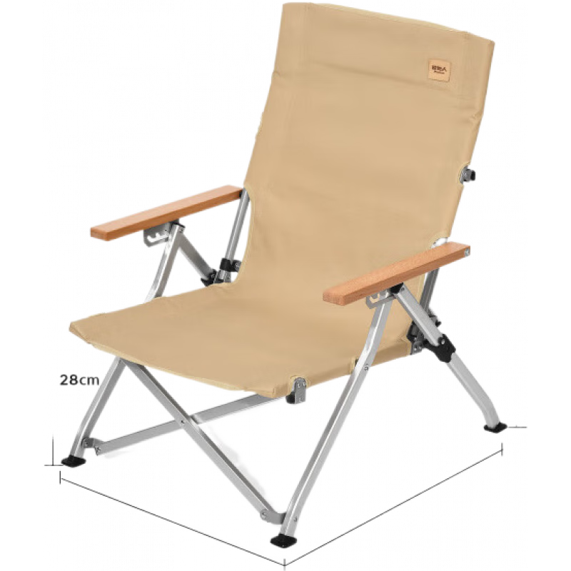 原始人戶外折疊椅躺椅露營高背海狗椅午休椅釣魚沙灘椅航空鋁可攜式 【卡其】鋁合金坐躺兩用中號椅