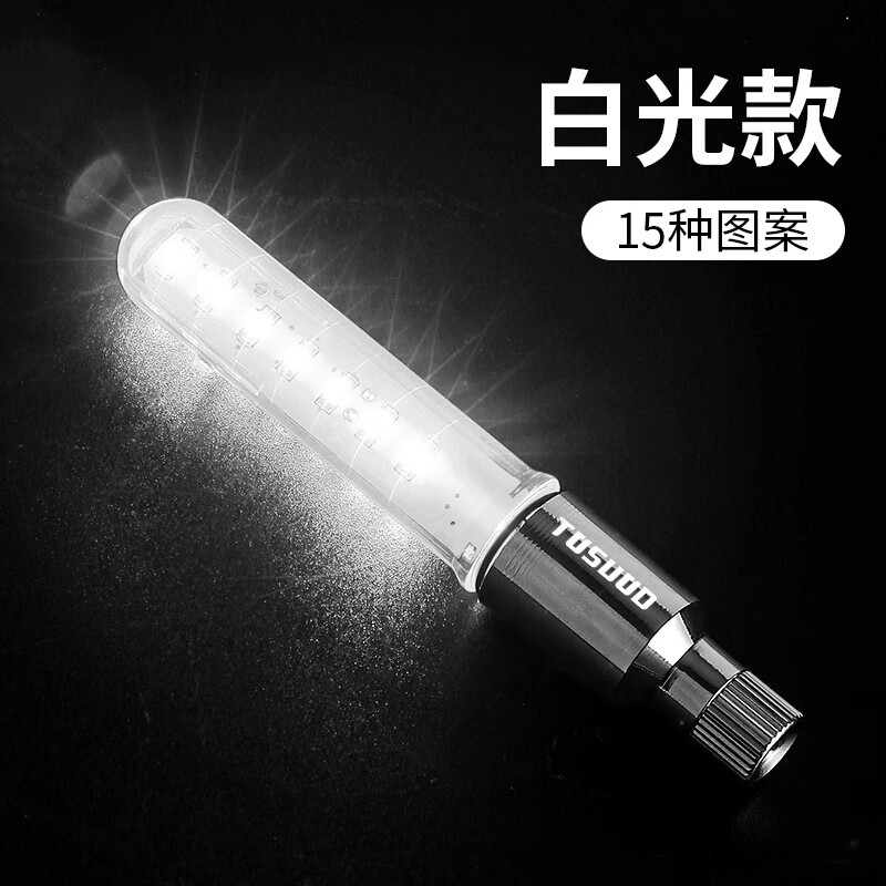 途說（TOSUOD）自行車燈夜騎氣門燈防水高亮風火輪燈山地公路車氣嘴燈裝備配件 白光款15種圖案