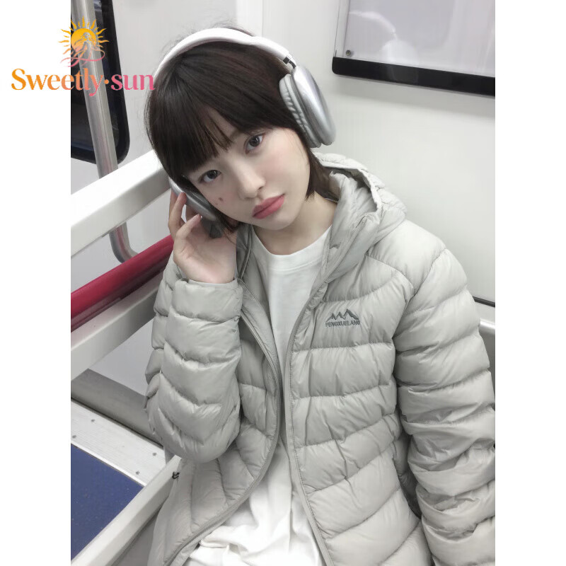 Sweetly·Sun排骨羽绒棉服女短款轻薄2025年冬季新款棉衣小个子棉袄连帽外套女 浅灰色 （优质款） 2XL 130-150斤