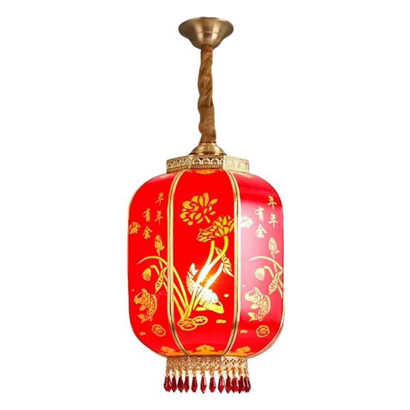 全铜宫灯阳台别墅中式灯笼明清古典福过年春节喜庆大门挂饰灯笼 金福款宫灯-直径25cm-1个全铜