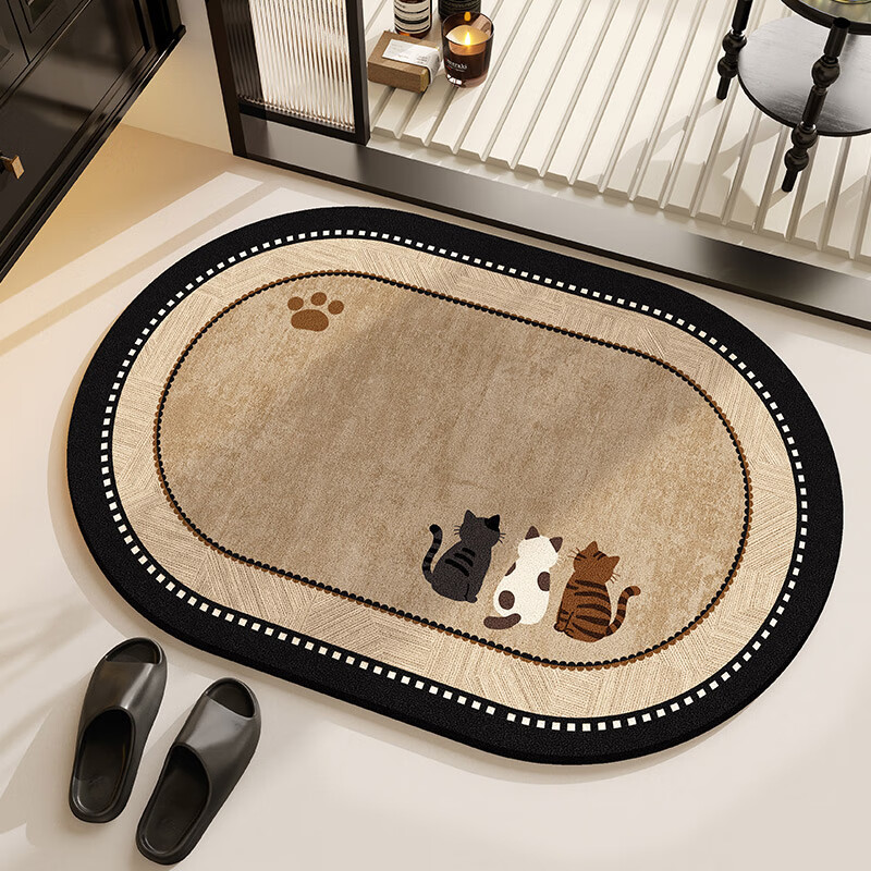 斯蒂曼妮 CITY·MANNI小清新浴室防滑地垫可爱卡通卫生间吸水速干椭圆脚垫加厚耐磨地毯 吉汪兆丰椭圆 40x60cm【吸水速干】抑菌防滑