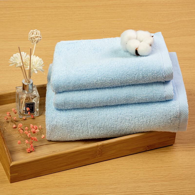 内野（UCHINO）纯棉浴巾洗澡吸水大浴巾家用裹巾毛巾三件套TK 纯棉柔软浴巾-蓝色