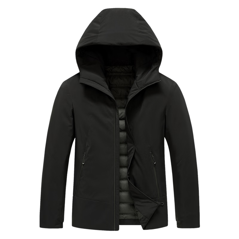 雪中飞2025冬新款90鹅绒羽绒服百搭保暖时尚连帽夹克商务气质有型通勤 黑色|8056 XL 180/96A