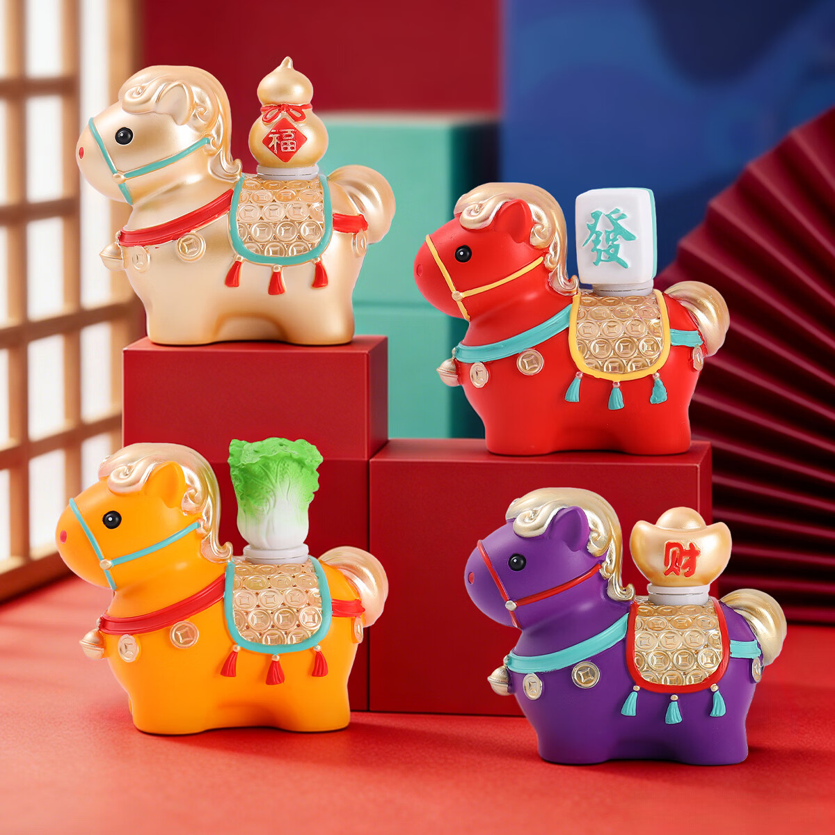 兰比嘟2026马年吉祥物盲盒摆件赐福小马公仔喜庆新年礼物桌面装饰伴手礼 马上财运转赚盲盒【随机1个】