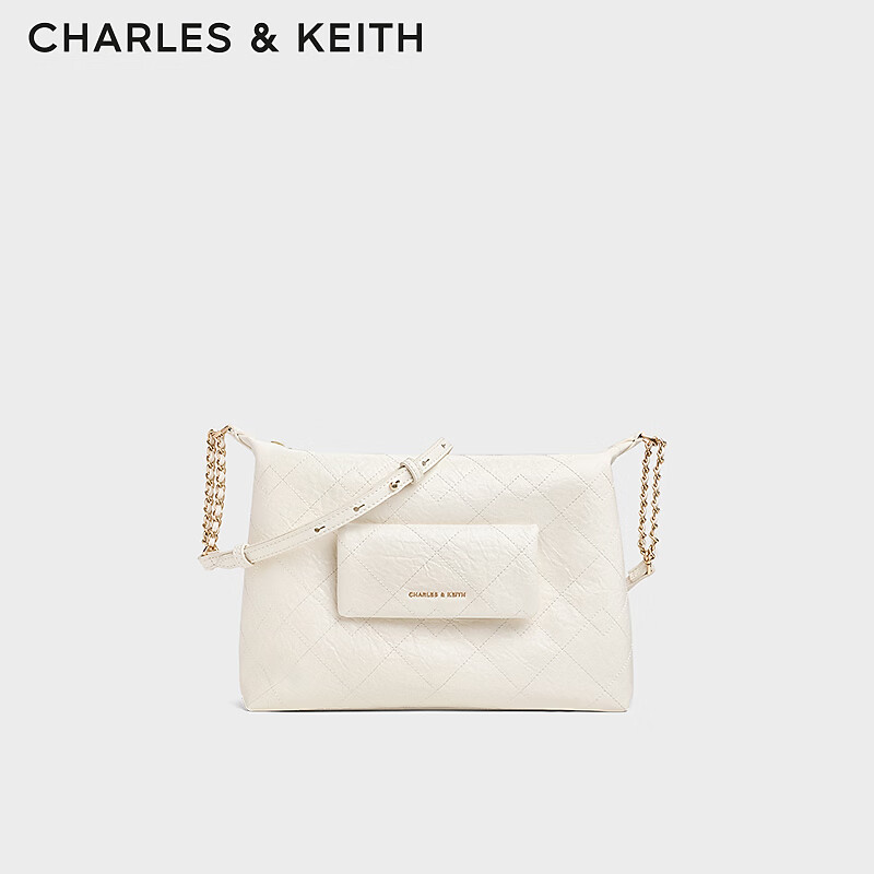 CHARLES&KEITH26����Ʒ������ͨ��Hobo���ذ�б���CK2-40671847 Cream�̰�ɫ M 509Ԫ