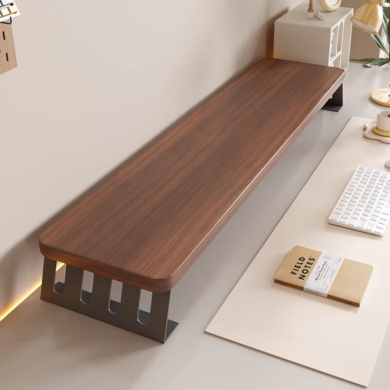 馨婺家电脑增高架台式办公桌工位支架桌面显示器屏幕垫高底座书桌置物架 胡桃色-长40cm【稳固铁腿】